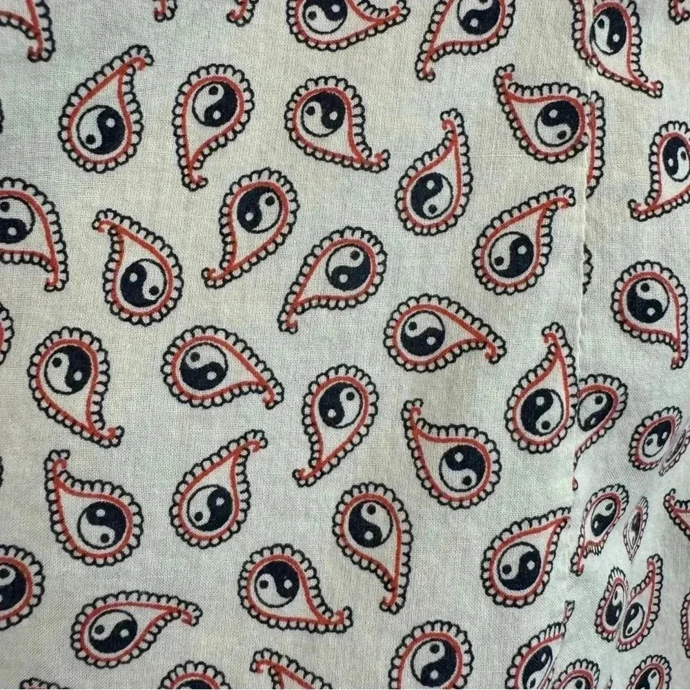 Nice Things Paloma S Button Up Blouse Ying Yang Print Long Sleeve V Neck 42 - Picture 3 of 6